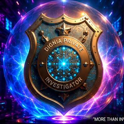 Original approved gold and blue private investigator badge artwork
